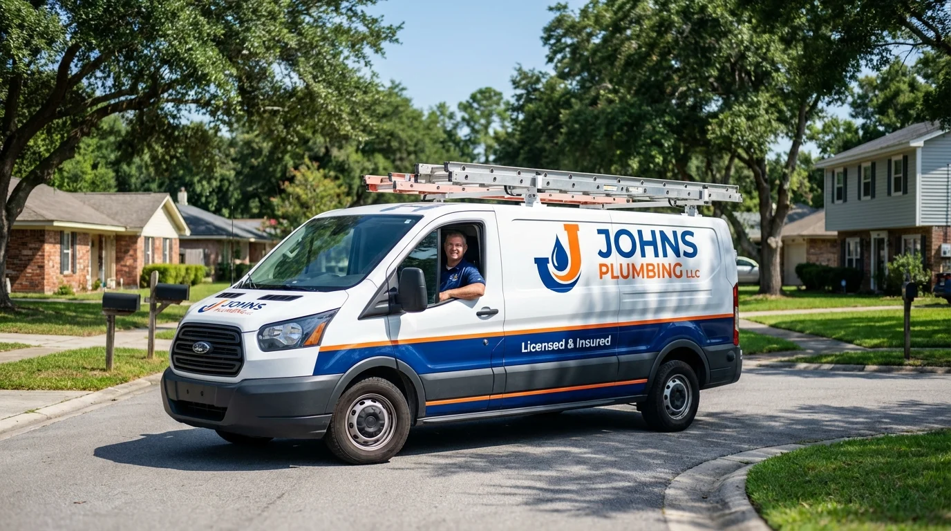 Johns Plumbing LLC service van in Hicksville, OH