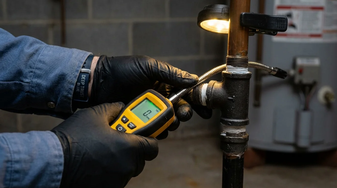 Gas leak detection with electronic sniffer by Johns Plumbing LLC in Hicksville