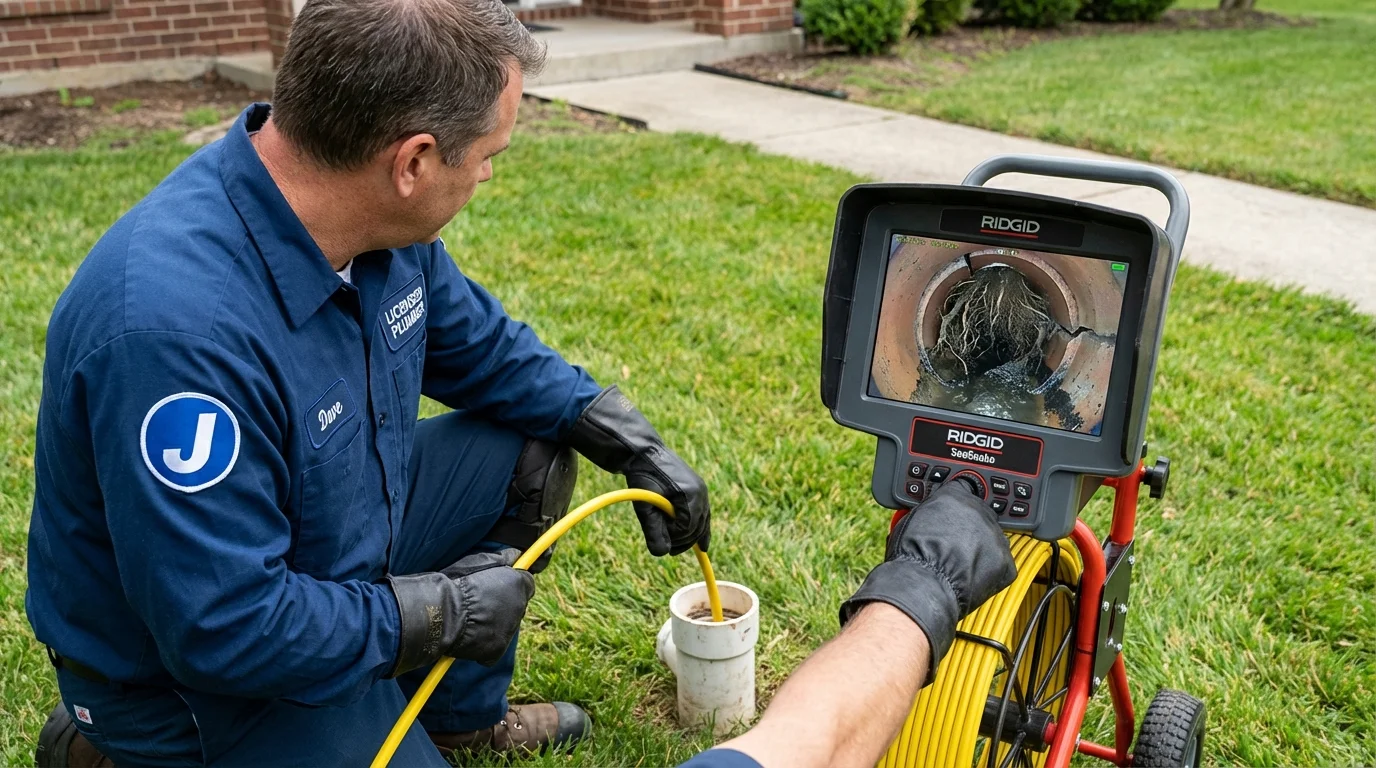 Sewer camera inspection being performed by Johns Plumbing LLC in Hicksville