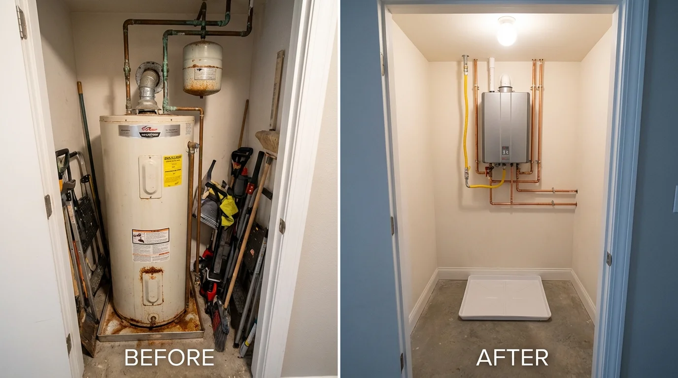 Tank water heater versus wall-mounted tankless unit comparison for Hicksville, OH homeowners